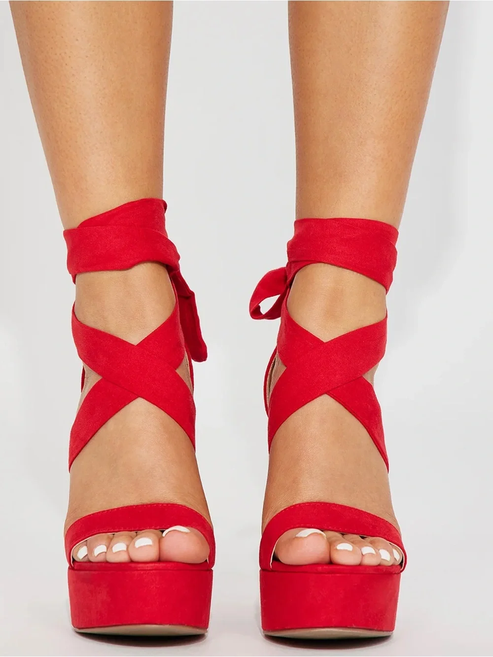 Red Lace-Up Plot Twist Heel FashionNova